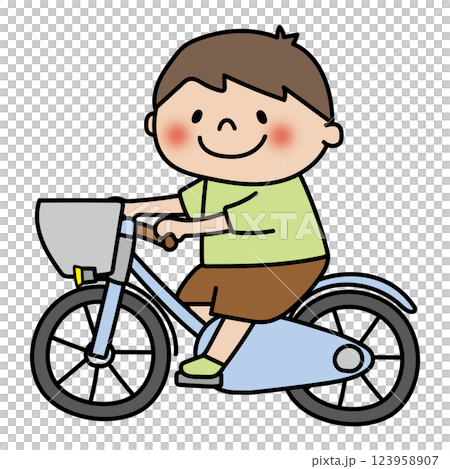 自転車に乗る子供（男の子） 123958907