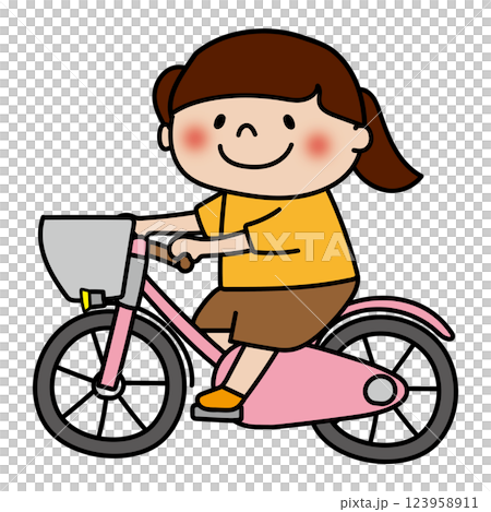 Child (girl) riding a bicycle 123958911