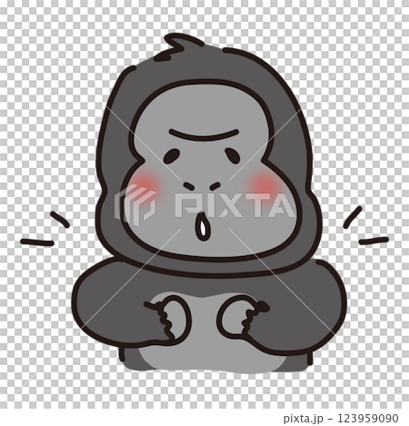 Gorilla beating his chest and drumming Gorilla beating his chest and drumming 123959090