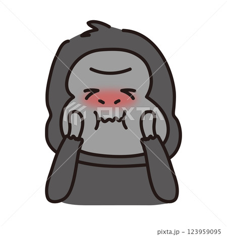 すっぱい顔をしているゴリラ 123959095