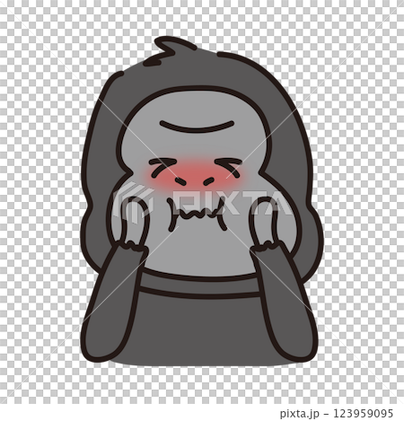 すっぱい顔をしているゴリラ 123959095