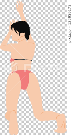 身穿泳衣的女子擺姿勢的插圖 123959175
