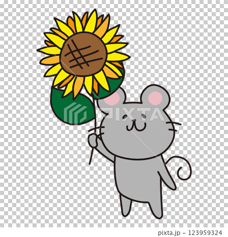 老鼠叼著向日葵 123959324