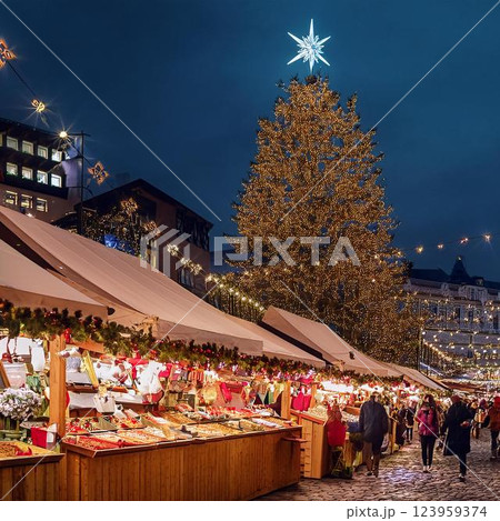 クリスマスツリーのある風景 クリスマスツリーのある風景 123959374