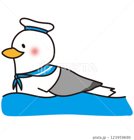 泳いでいるカモメの青い水兵さん1 123959690