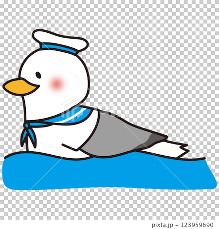泳いでいるカモメの青い水兵さん1 123959690