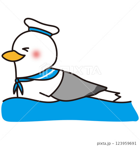 泳いでいるカモメの青い水兵さん2 123959691