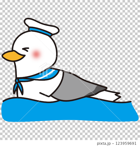 泳いでいるカモメの青い水兵さん2 123959691