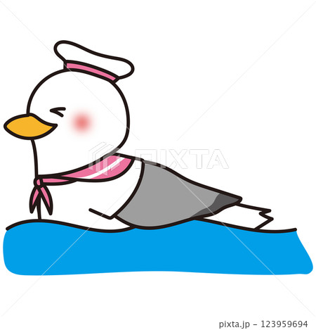 泳いでいるカモメの水兵さんピンク2 123959694