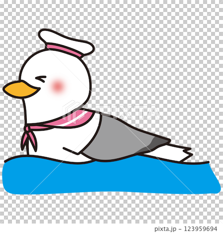 泳いでいるカモメの水兵さんピンク2 123959694
