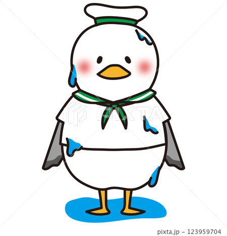 ずぶぬれのカモメの水兵さん緑 123959704