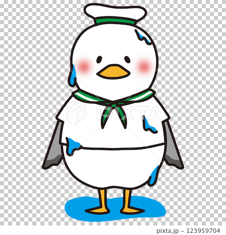 ずぶぬれのカモメの水兵さん緑 123959704