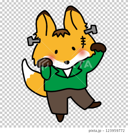 A fox dressed up as Frankenstein for Halloween 123959772