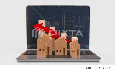 The Notebook and Wood House for Business concept 3d Rendering. 123959821