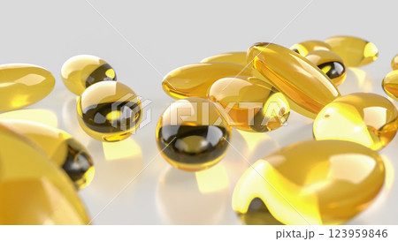 The Yellow pill for Fish oil or Heathy concept 3d Rendering. The Yellow pill for Fish oil or Heathy concept 3d Rendering. 123959846