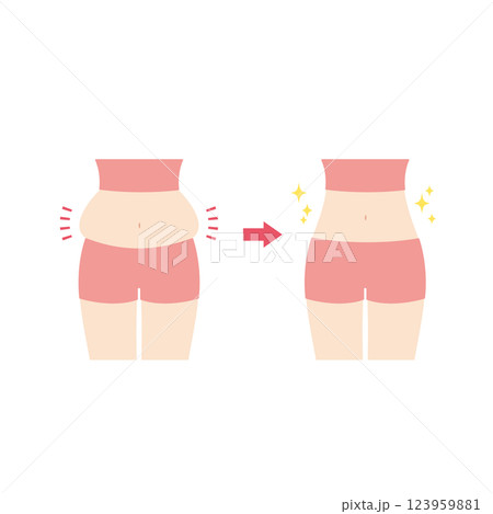 ぽっこりお腹のビフォーアフター ぽっこりお腹のビフォーアフター 123959881