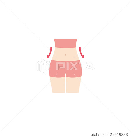 スリムな女性のお腹周りのイラスト 123959888