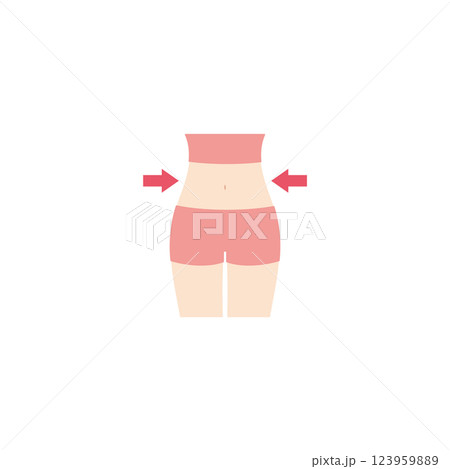 スリムな女性のお腹周りのイラスト 123959889