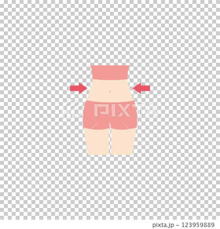 スリムな女性のお腹周りのイラスト 123959889