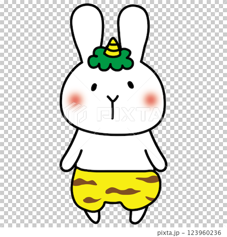青鬼の格好をした白いうさぎ 青鬼の格好をした白いうさぎ 123960236
