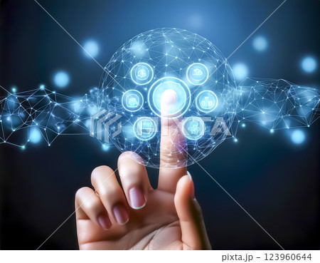 指紋認証でグローバルロックを解除するイメージ素材 指紋認証でグローバルロックを解除するイメージ素材 123960644