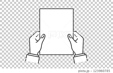 Vector illustration of receiving a certificate or certificate with both hands at an award ceremony (vertical, line drawing, monochrome) Vector illustration of receiving a certificate or certificate with both hands at an award ceremony (vertical, line drawing, monochrome) 123960785