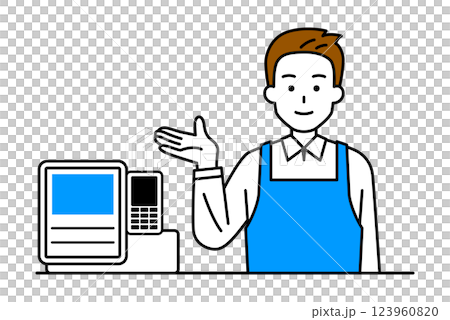 收銀台的男店員 123960820