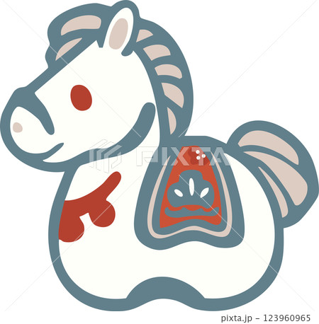 年賀2026　年賀状2026　馬　午　土鈴　干支　かわいい　白馬　イラスト素材 123960965