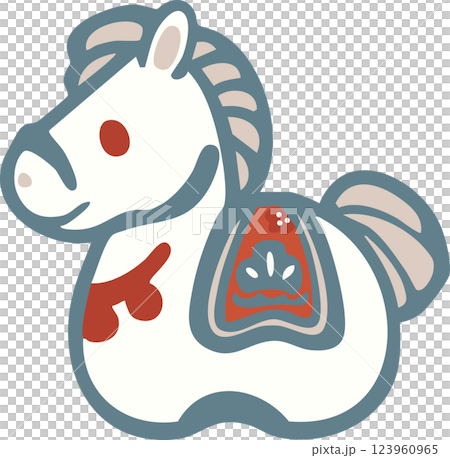 年賀2026　年賀状2026　馬　午　土鈴　干支　かわいい　白馬　イラスト素材 123960965
