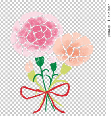 母親節康乃馨花束 蠟筆觸粉紅色 123961067