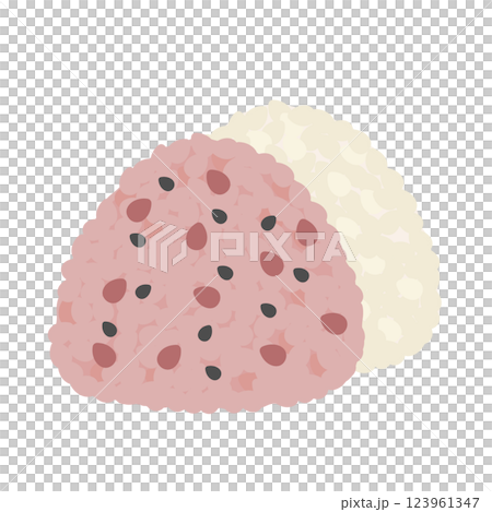 Red rice onigiri, salted rice ball illustration Red rice onigiri, salted rice ball illustration 123961347