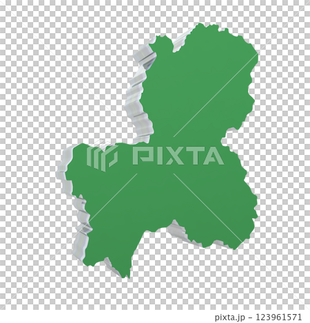 Gifu Prefecture (Green: 25 degrees left: transparent background) Gifu Prefecture (Green: 25 degrees left: transparent background) 123961571