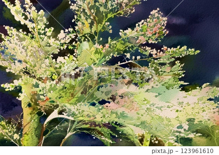 夜桜の水彩画 123961610