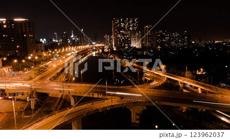 Bitexco and Landmark 81 at Sunset in Ho Chi Minh City with Saigon Bridge and Scenic View 123962037