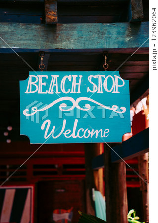 Vung Tau Beach with Blue Sky Flowers and Mother Mary Statue Scenic Coastal View with Coffee Shop Nearby High quality photo 123962064