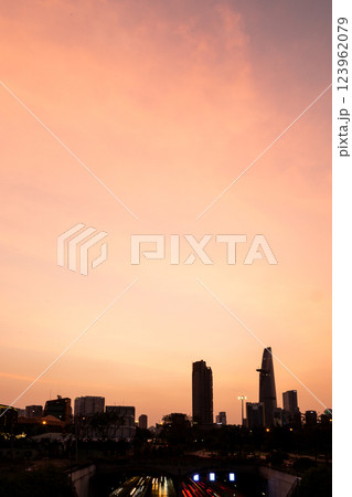 Bitexco and Landmark 81 at Sunset in Ho Chi Minh City with Saigon Bridge and Scenic View Bitexco and Landmark 81 at Sunset in Ho Chi Minh City with Saigon Bridge and Scenic View 123962079