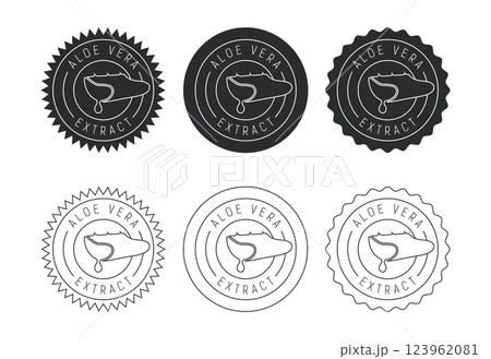Aloe vera extract icon design illustration. Aloe vera badge label for product packaging Aloe vera extract icon design illustration. Aloe vera badge label for product packaging 123962081