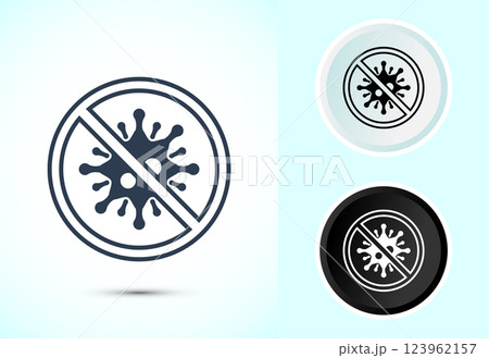 Antibacterial icon design illustration, Hygiene label symbol for product packaging, Color black and white 123962157
