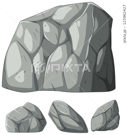 Stylized Rock Vector Illustration Set 123962427