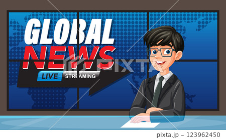 Global News Anchor Illustration 123962450