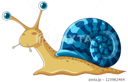Cute Cartoon Snail with Blue Shell 123962464