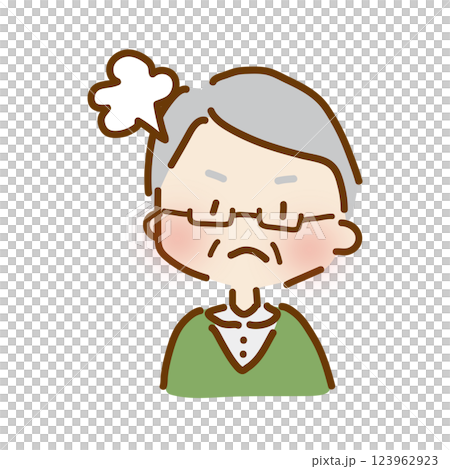 怒っているゆるくて可愛いおじいさん 123962923
