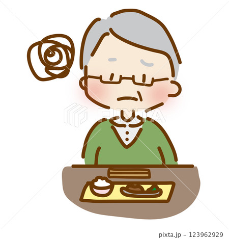 食欲がないゆるくて可愛いおじいさん 123962929