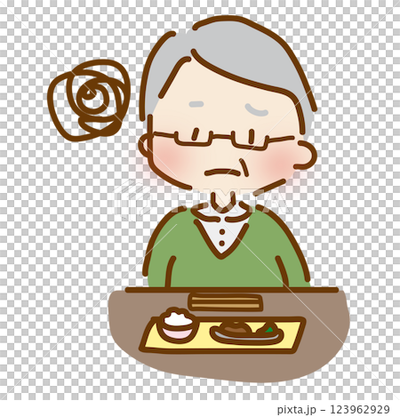 食欲がないゆるくて可愛いおじいさん 123962929