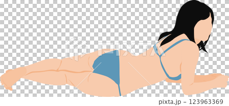 ポーズをとる水着を着た女性のイラスト 123963369