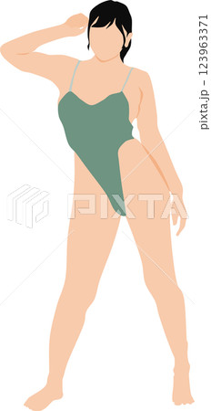 ポーズをとる水着を着た女性のイラスト 123963371