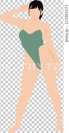 ポーズをとる水着を着た女性のイラスト 123963371