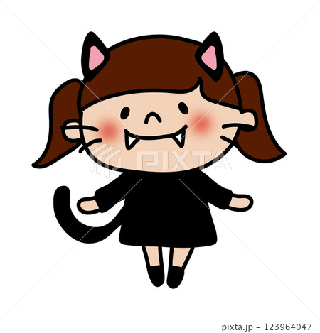 ハロウィンで黒猫の仮装をした子供 ハロウィンで黒猫の仮装をした子供 123964047