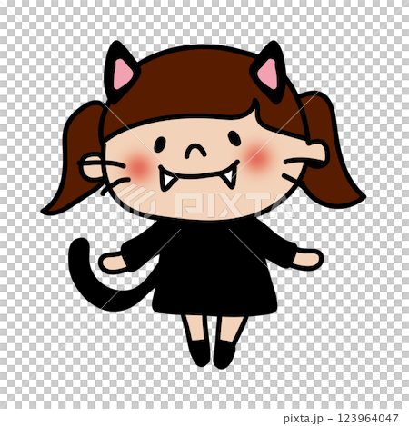 ハロウィンで黒猫の仮装をした子供 ハロウィンで黒猫の仮装をした子供 123964047