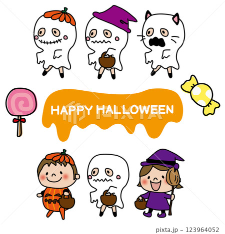 ハロウィンで仮装する子供たちセット2 ハロウィンで仮装する子供たちセット2 123964052